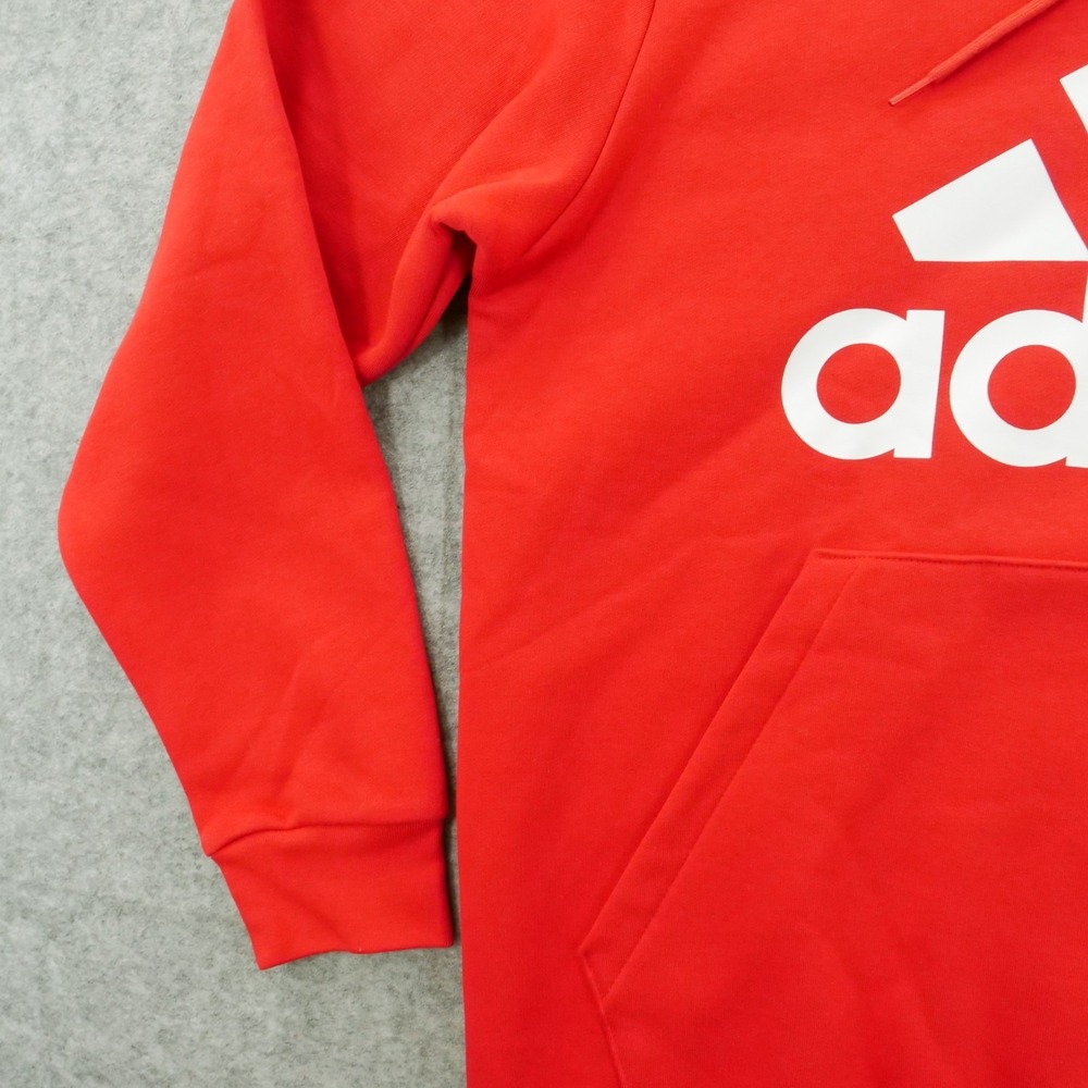 Adidas Sweater Hoodie Mens Large Red Essentials Fleece Hooded Logo New - Picture 5 of 11